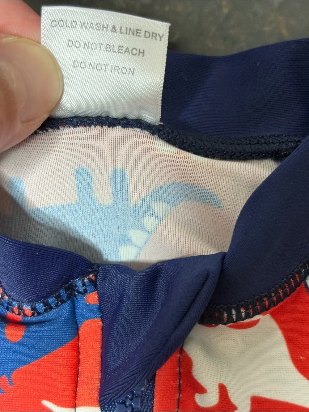 Infant Red & Blue Dinosaur Rash Guard One-Piece Swimsuit 0-3 months